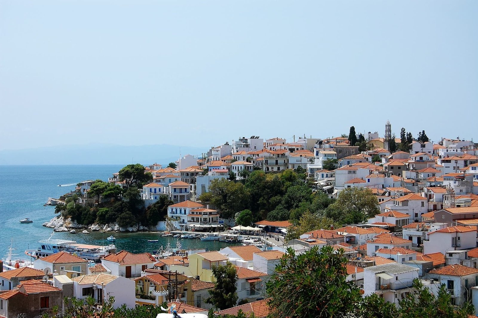 Panoramic view of Skiathos island and coastline